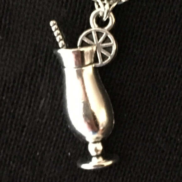 "Tropical Getaway" Handmade Charm Necklace, Beach Ocean Palm Tree Cocktail Sun - Picture 4 of 15